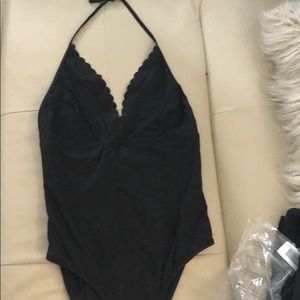 Black scalloped J Crew Bathing Suit